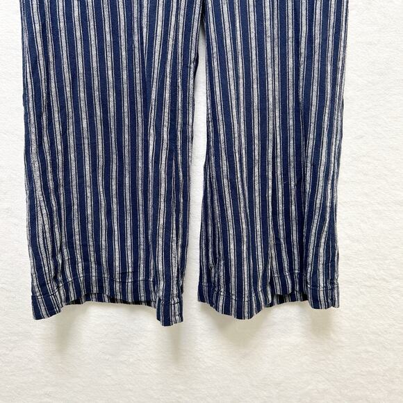 GAP Nautical‎ Striped Wide Leg Linen Pants Vacation Resort Coastal Blue White 16 - Picture 4 of 9